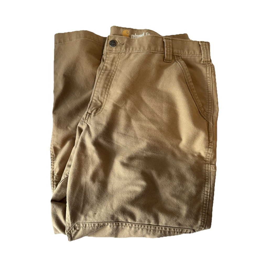 Carhartt Full Swing Pants Mens Size 42x30 Khaki Brown Relaxed Fit Canvas Work